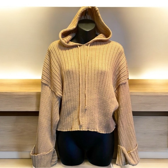 NASTY GAL Women’s Hooded Knit Cropped Sweater size M - Picture 1 of 11